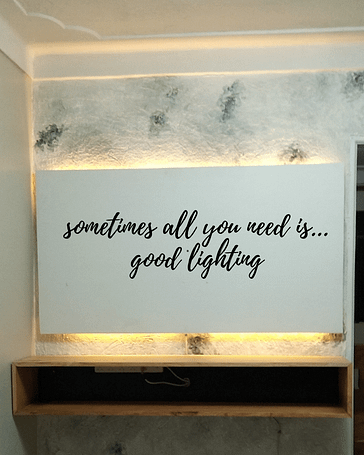 interior design of gypsum entertainment wall with strip light