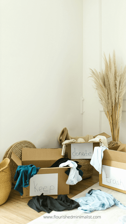 an image of decluttering boxes stuffed with home items for donation