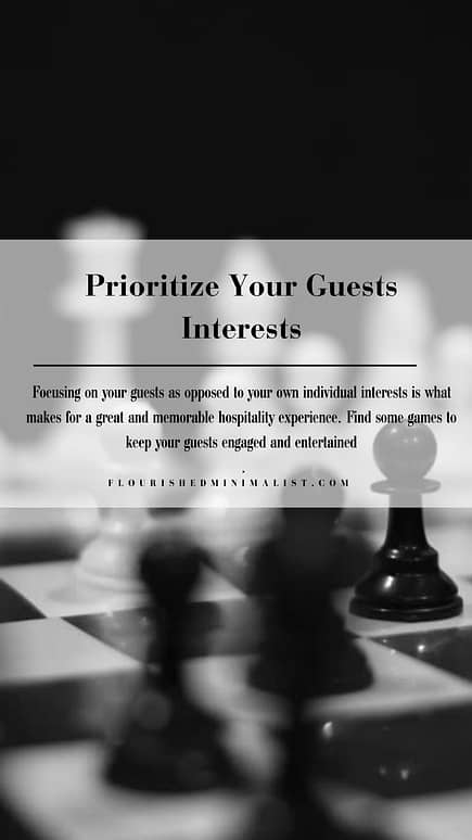 a chess board with text on how to be a perfect host in a small space