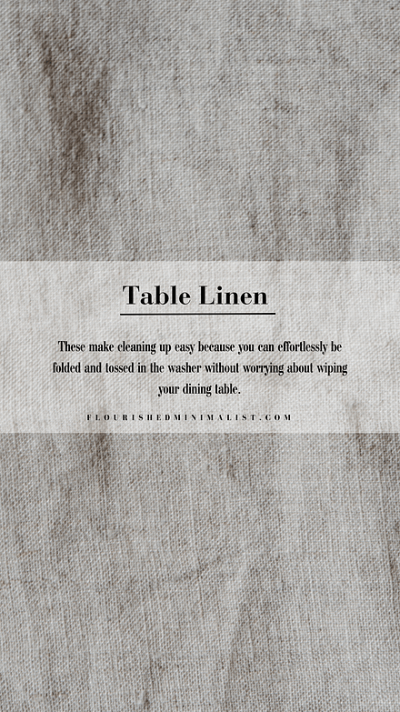 french table linen with text on hosting in a small space