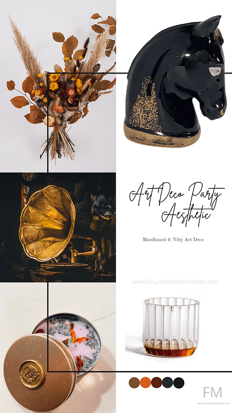 Art Deco Vintage Party Aesthetic Mood Board