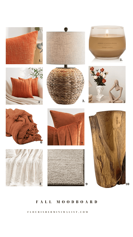 fall mood board with earthy textures and tones.
