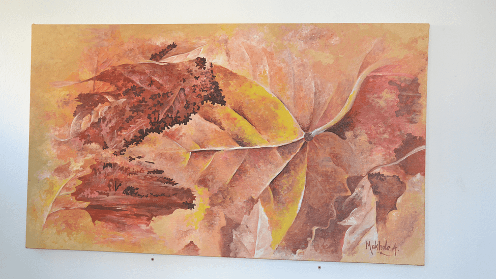 a biophillic painting of dried leaves